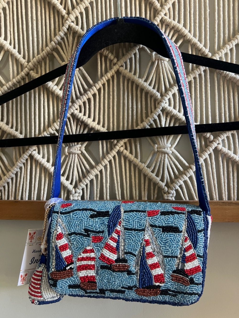 Beaded Sailboat Shoulder Bag